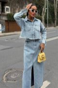Veronika Yırtmaçlı Denim Takım 9913 resmi